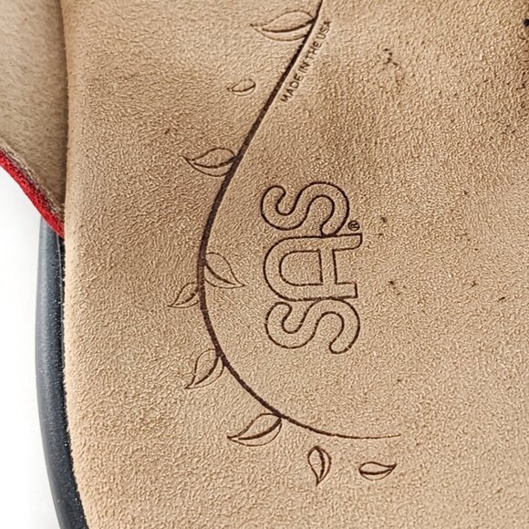 SAS NWOB Nudu Two-Toned Leather Heel Strap Sandals Red Slingback - Picture 6 of 8